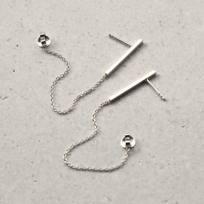 MS1159S STERLING SILVER BAR AND CHAIN EARRINGS 1 1110X1110