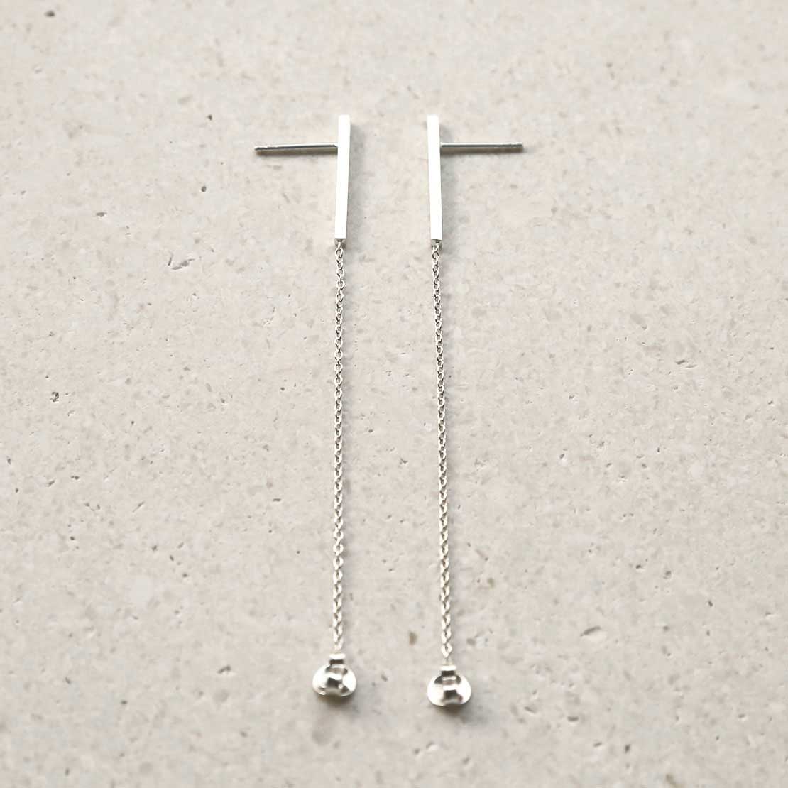 Sterling Silver Bar And Chain Earrings