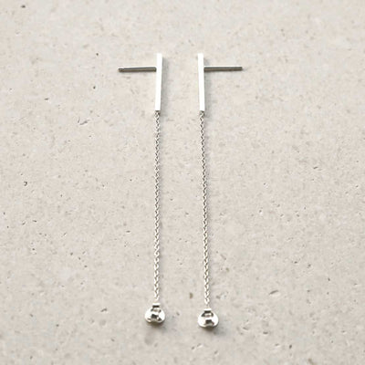 MS1159S STERLING SILVER BAR AND CHAIN EARRINGS 1110X1110