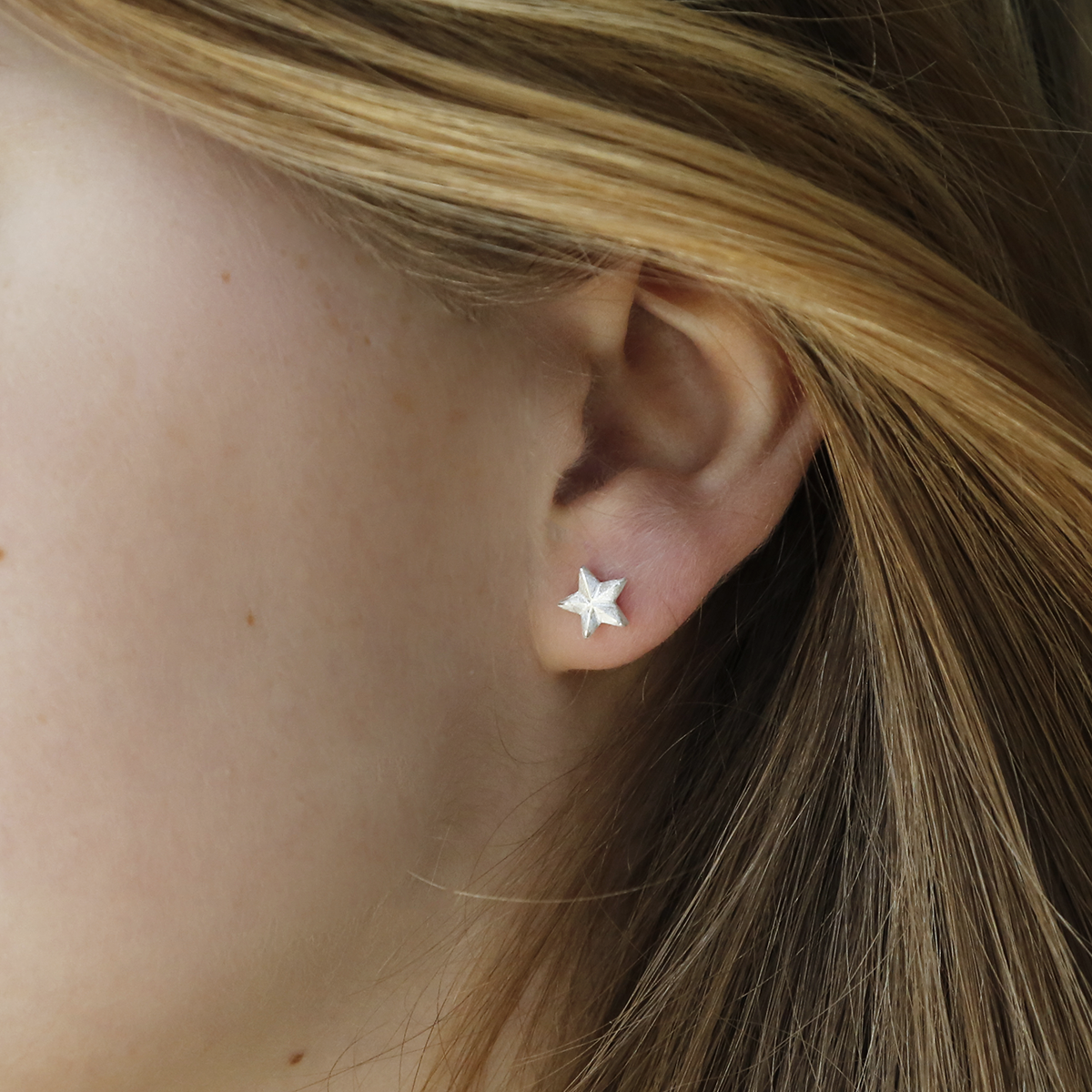 Sterling Silver Solid Star Stud Earrings