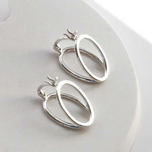 ML943 STERLING SILVER DOUBLE OVAL LOOP HOOPS 1110X1110 3