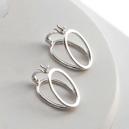 ML943 STERLING SILVER DOUBLE OVAL LOOP HOOPS 1110X1110 3