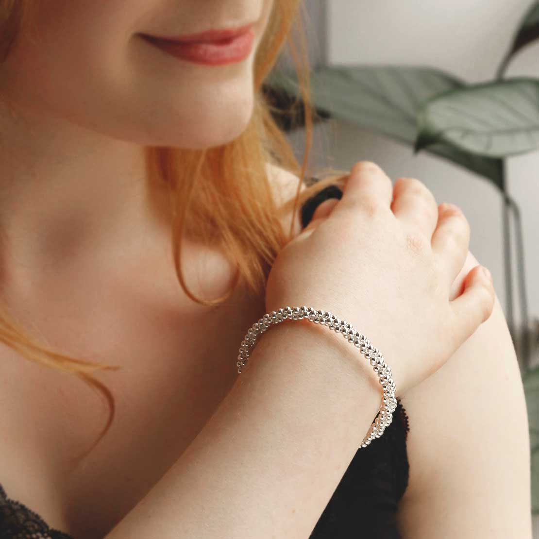 Sterling Silver Boba Twist Bangle