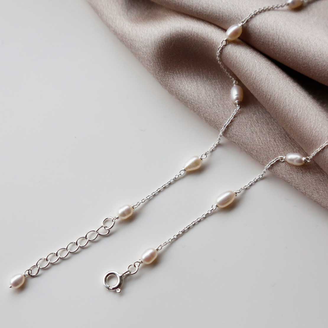 Sterling Silver Dew Drop Pearl Necklace