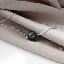MK820 STERLING STERLING SILVER FRESH WATER BLACK PEARL NECKLACE 18 19.5