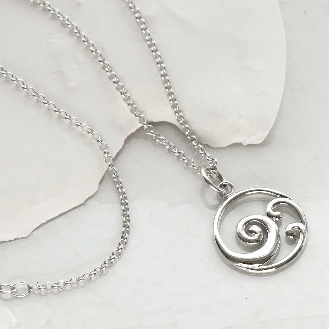 Sterling Silver Ocean Wave Necklace
