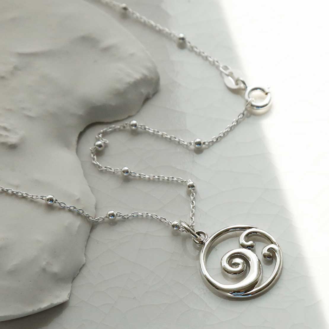 Sterling Silver Ocean Wave Necklace