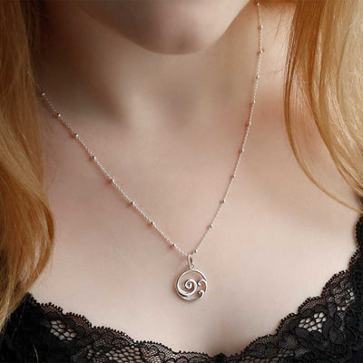 ML932 STERLING SILVER OCEAN WAVE NECKLACE BELCHER CHAIN 1110X1110