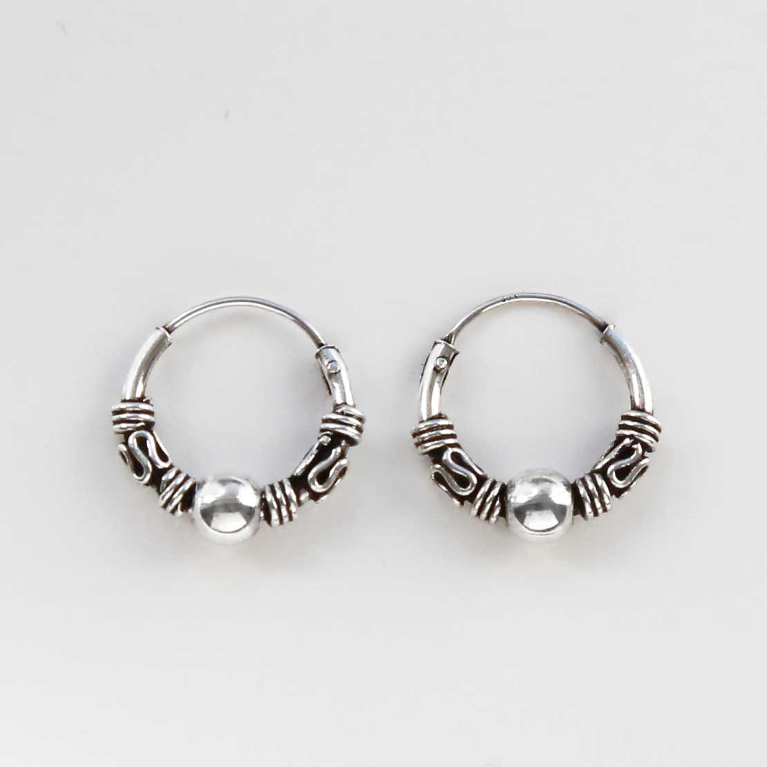 Sterling Silver Bali Indo Hoops