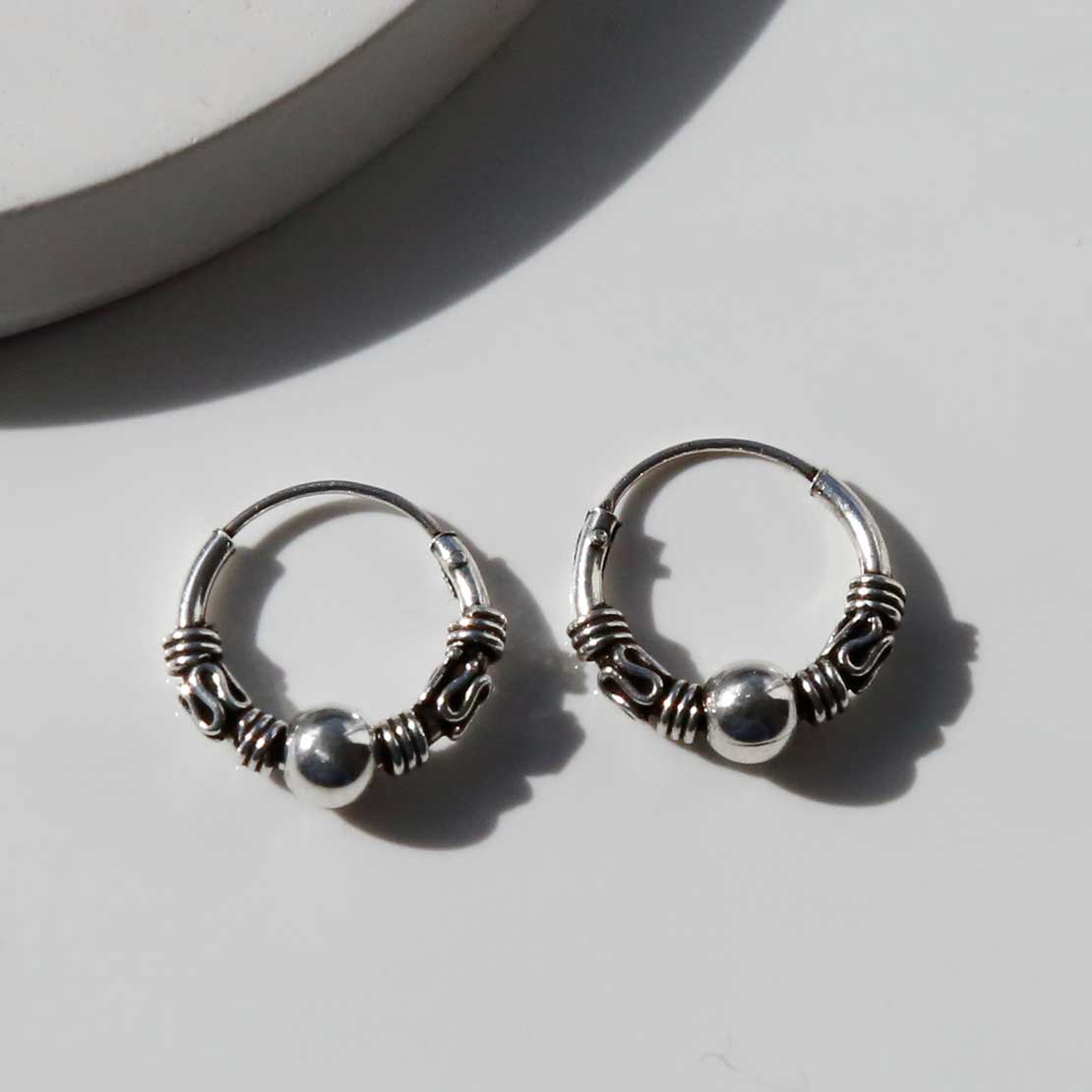 Sterling Silver Bali Indo Hoops