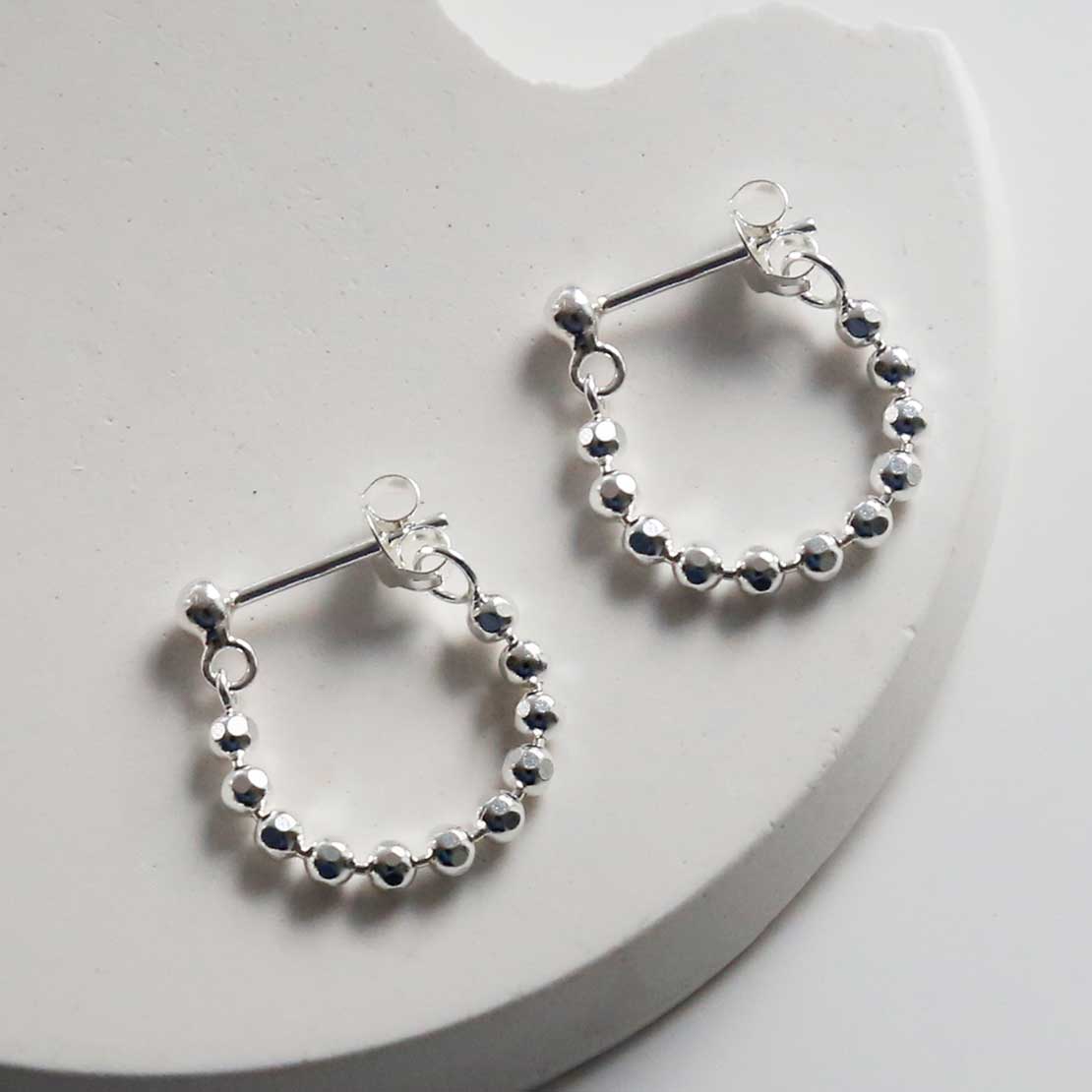 Sterling Silver Swinging Bead Studs