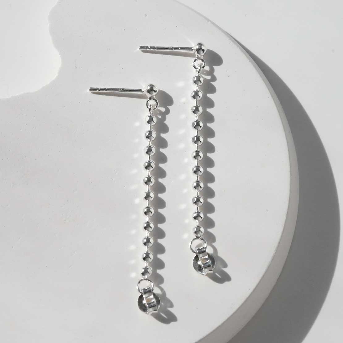 Sterling Silver Swinging Bead Studs