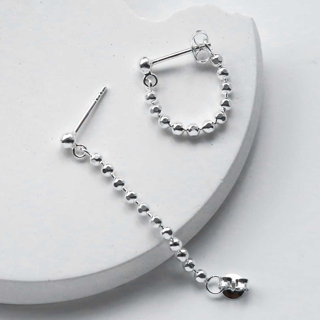 Sterling Silver Swinging Bead Studs