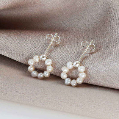 ML941 STERLING SILVER SWINGING BEADS STUDS 1110X1110