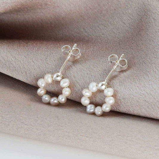 ML941 STERLING SILVER SWINGING BEADS STUDS 1110X1110