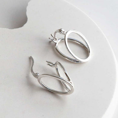 ML943 STERLING SILVER DOUBLE OVAL LOOP HOOPS 1110X1110 1