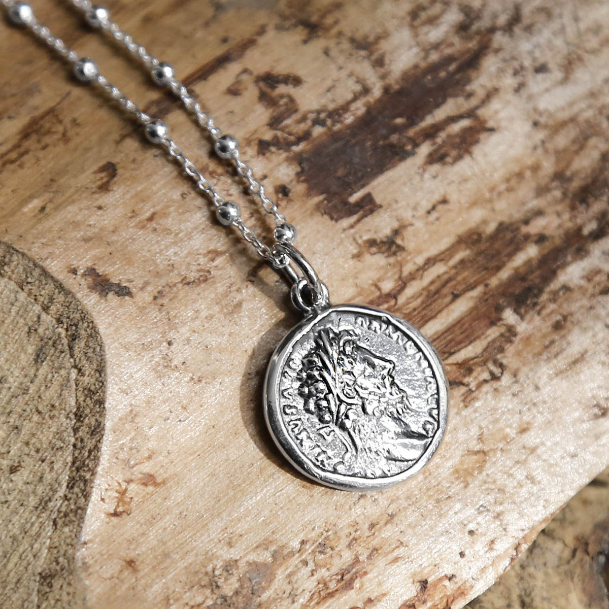 Sterling Silver Roman Emperor Coin Necklace