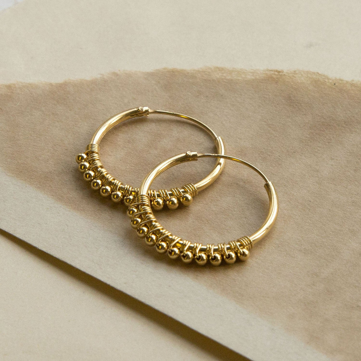 Gold Plated Sterling Silver Ball Detail Hoops