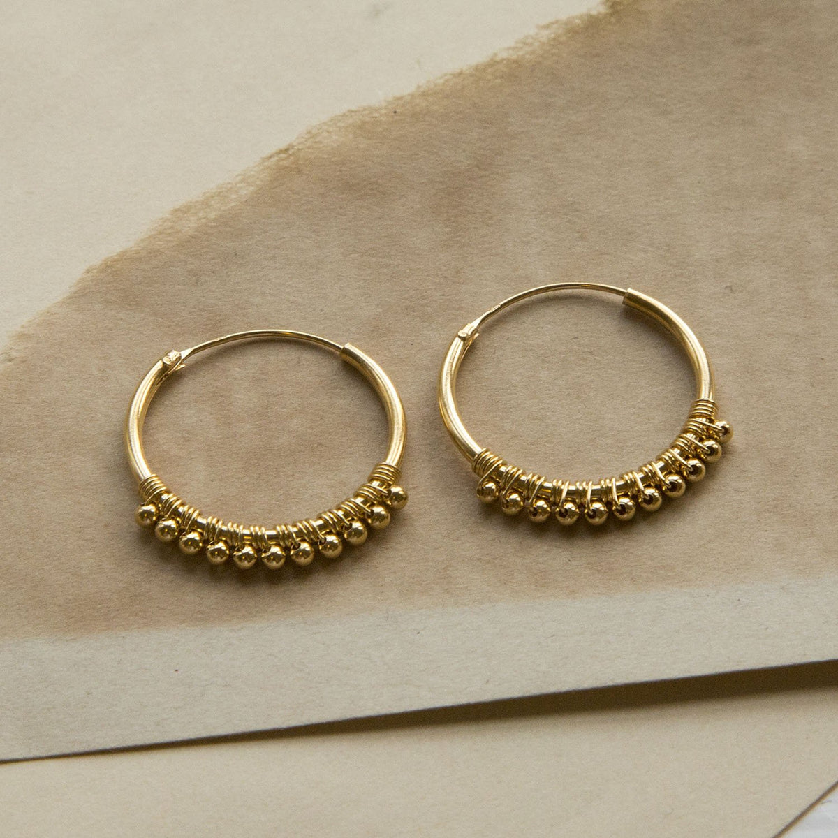 Gold Plated Sterling Silver Ball Detail Hoops