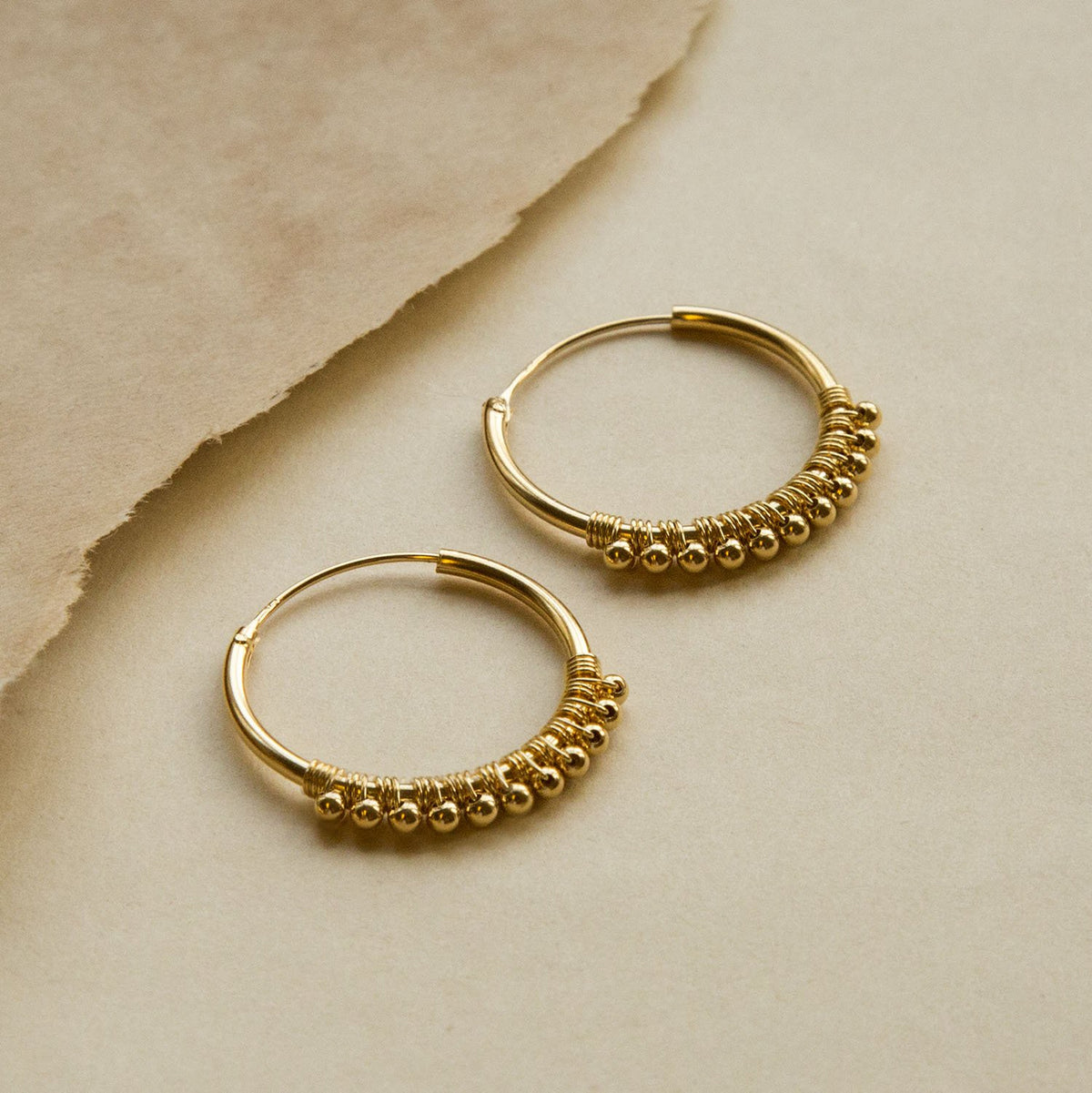 Gold Plated Sterling Silver Ball Detail Hoops