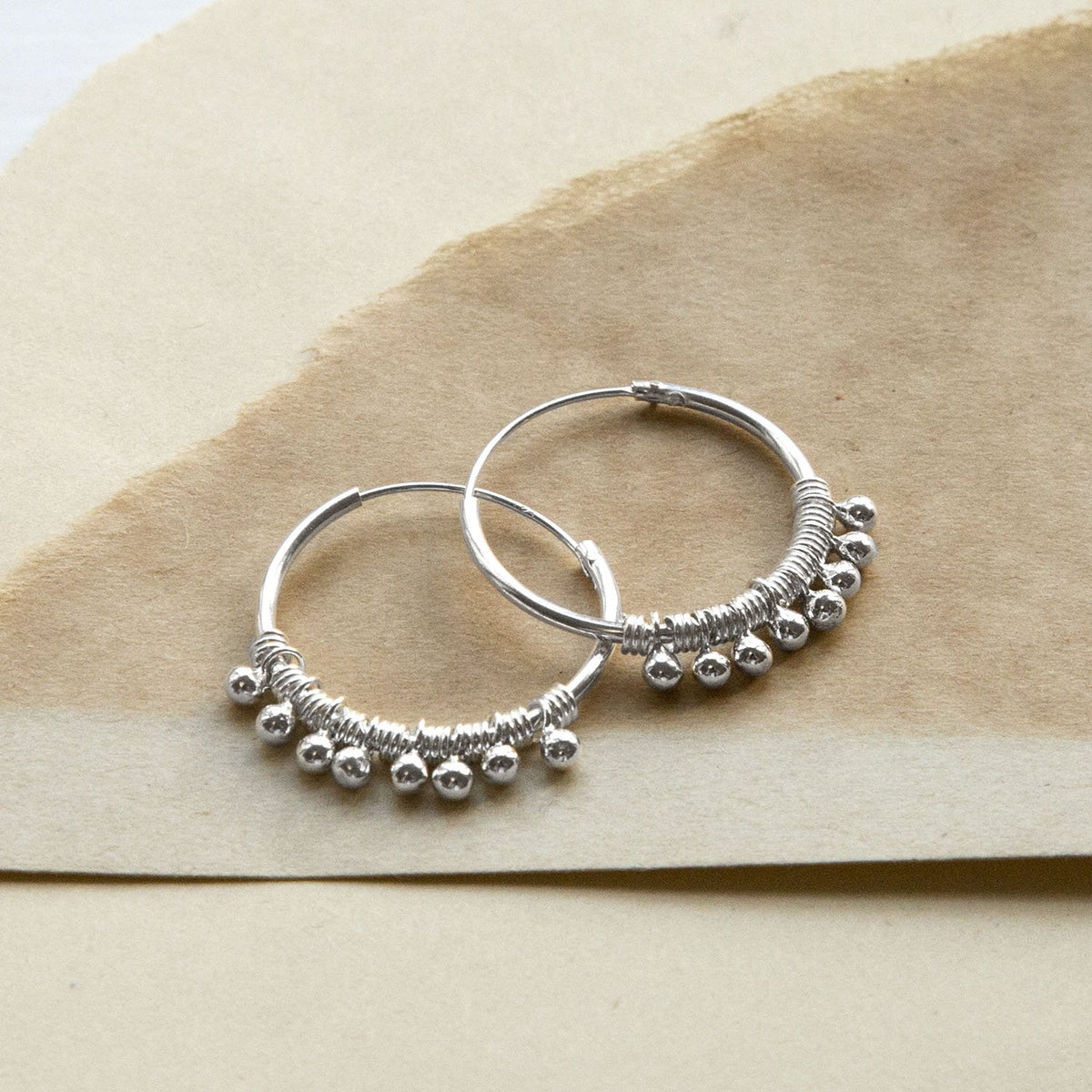 Sterling Silver Ball Detail Hoops