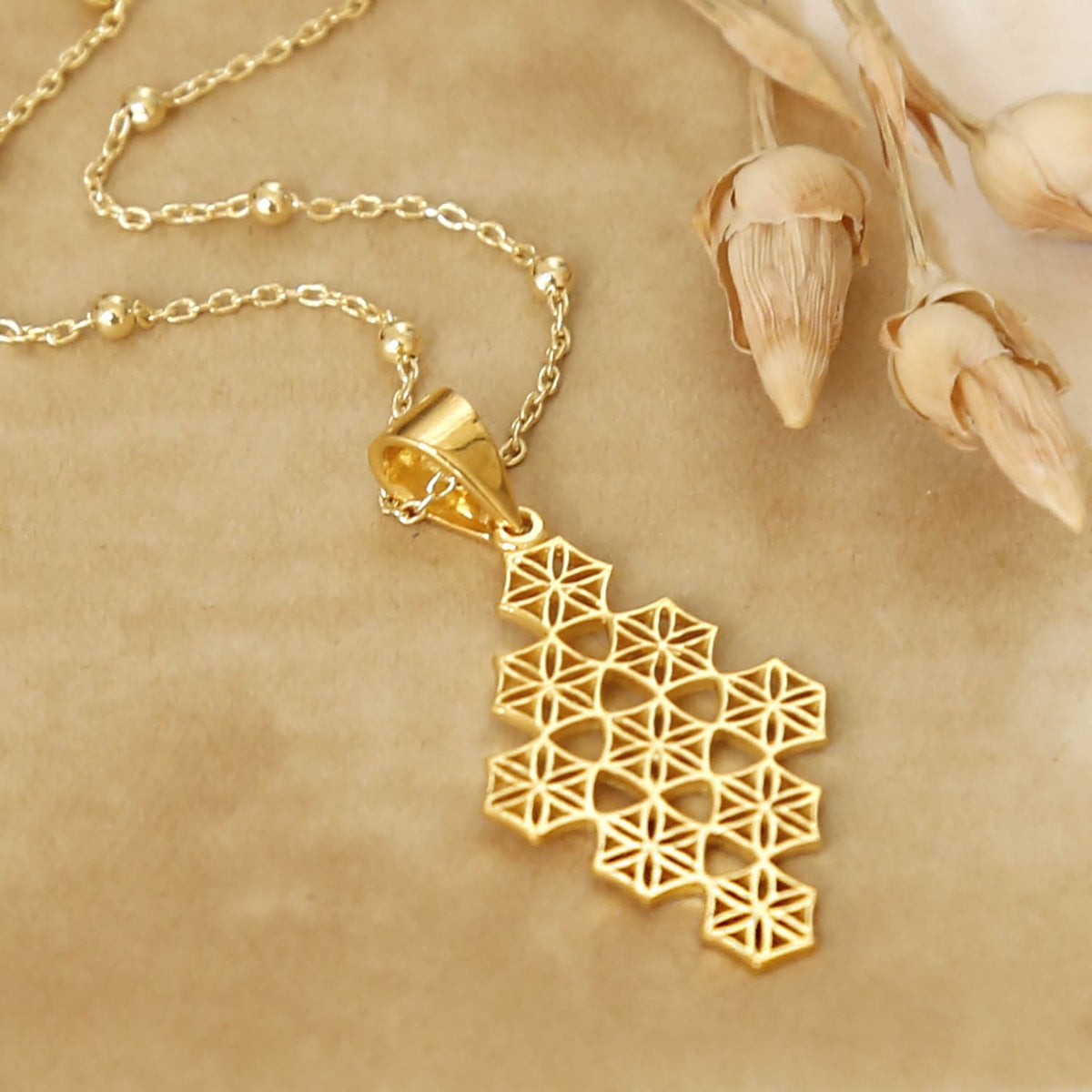 Gold Plated Sterling Silver Moroccan Tile Necklace
