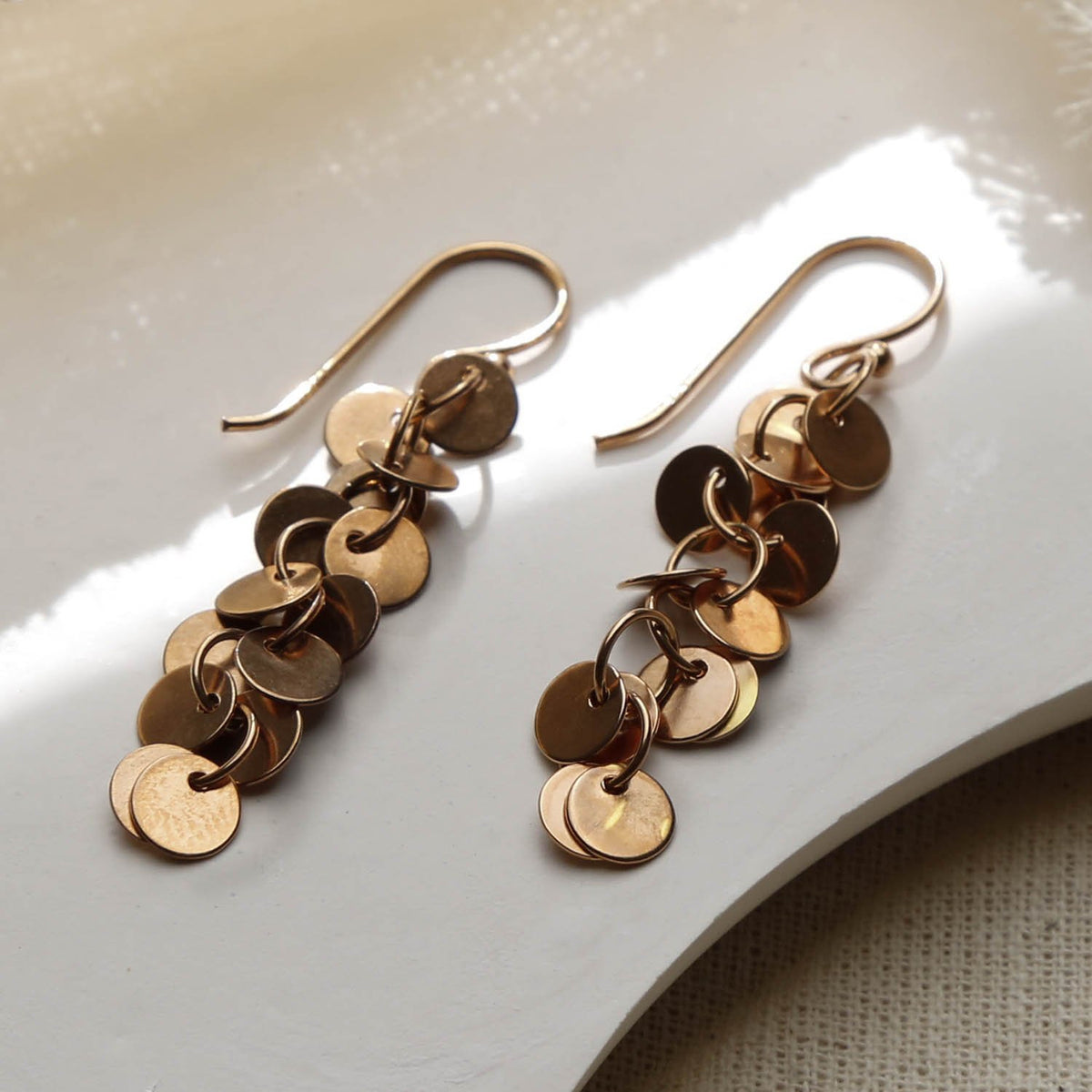 Rose Gold Plated Sterling Silver Dangly Sequin Earrings