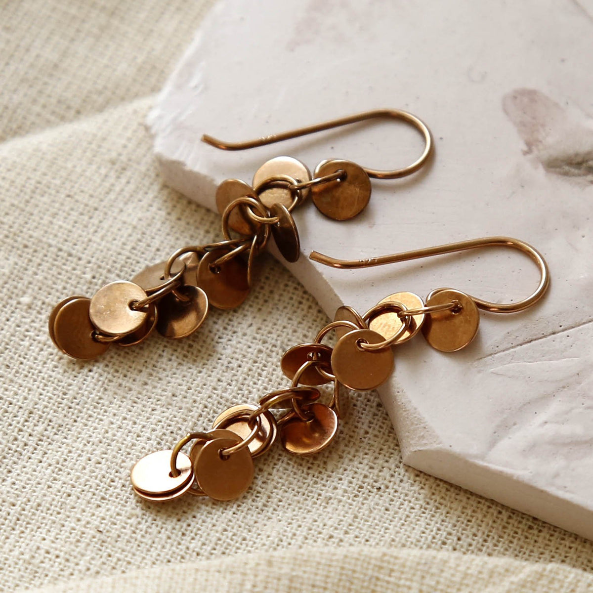 Rose Gold Plated Sterling Silver Dangly Sequin Earrings