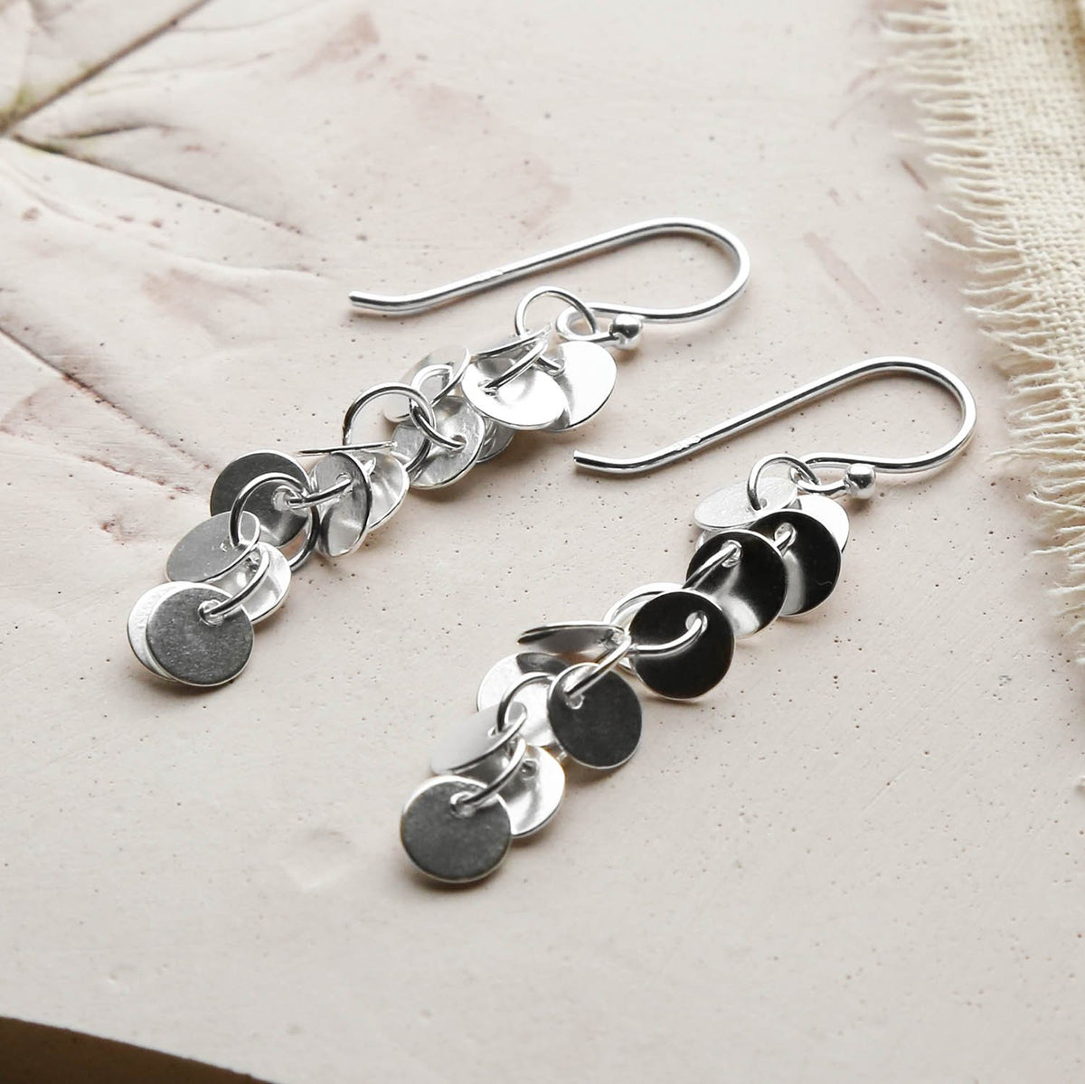Sterling Silver Dangly Sequin Earrings