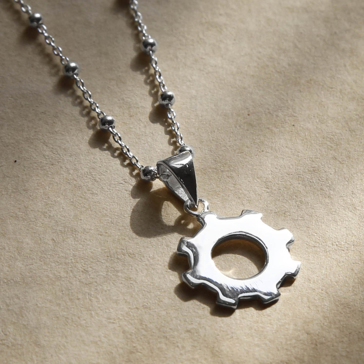 Sterling Silver Industrial Cog Necklace
