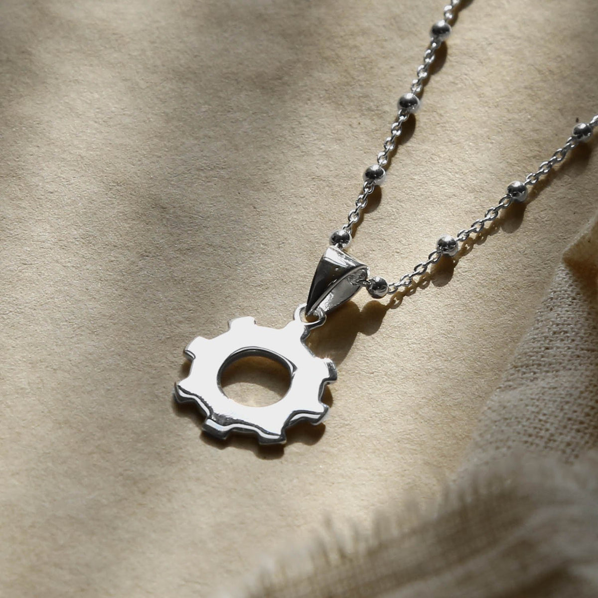 Sterling Silver Industrial Cog Necklace