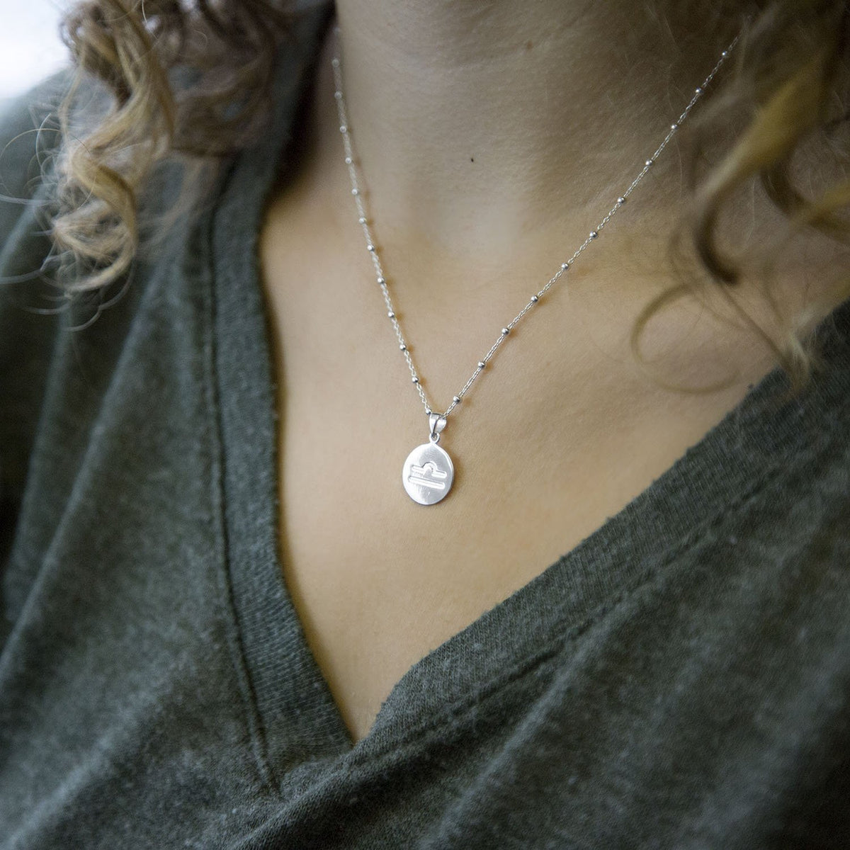 Sterling Silver Libra Star Sign Necklace