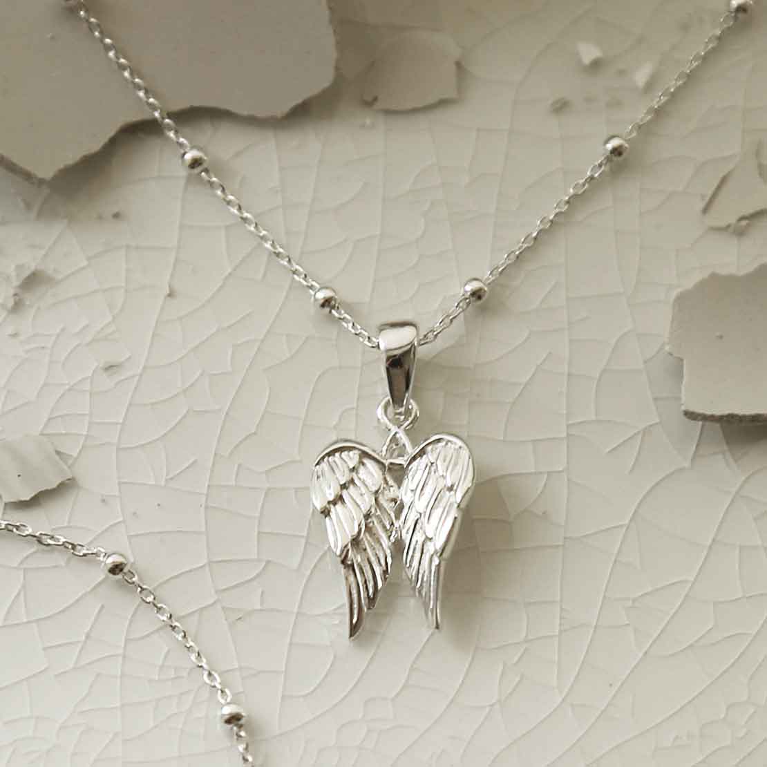 Sterling Silver Cherub Wings Necklace