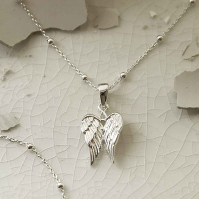 ME513P STERLING SILVER CHERUB WINGS NECKLACE 1