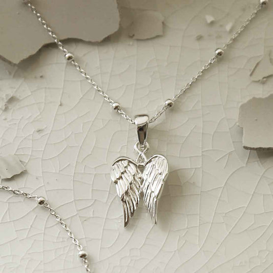 ME513P STERLING SILVER CHERUB WINGS NECKLACE 1