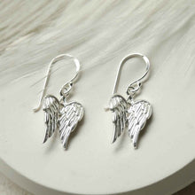 ME513E STERLING SILVER CHERUB WINGS DANGLY EARRINGS 2