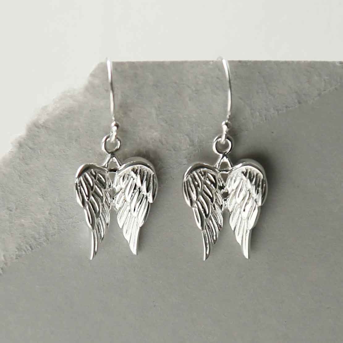 Sterling Silver Cherub Wings Dangly Earrings