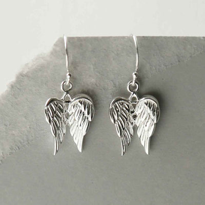 ME513E STERLING SILVER CHERUB WINGS DANGLY EARRINGS 3