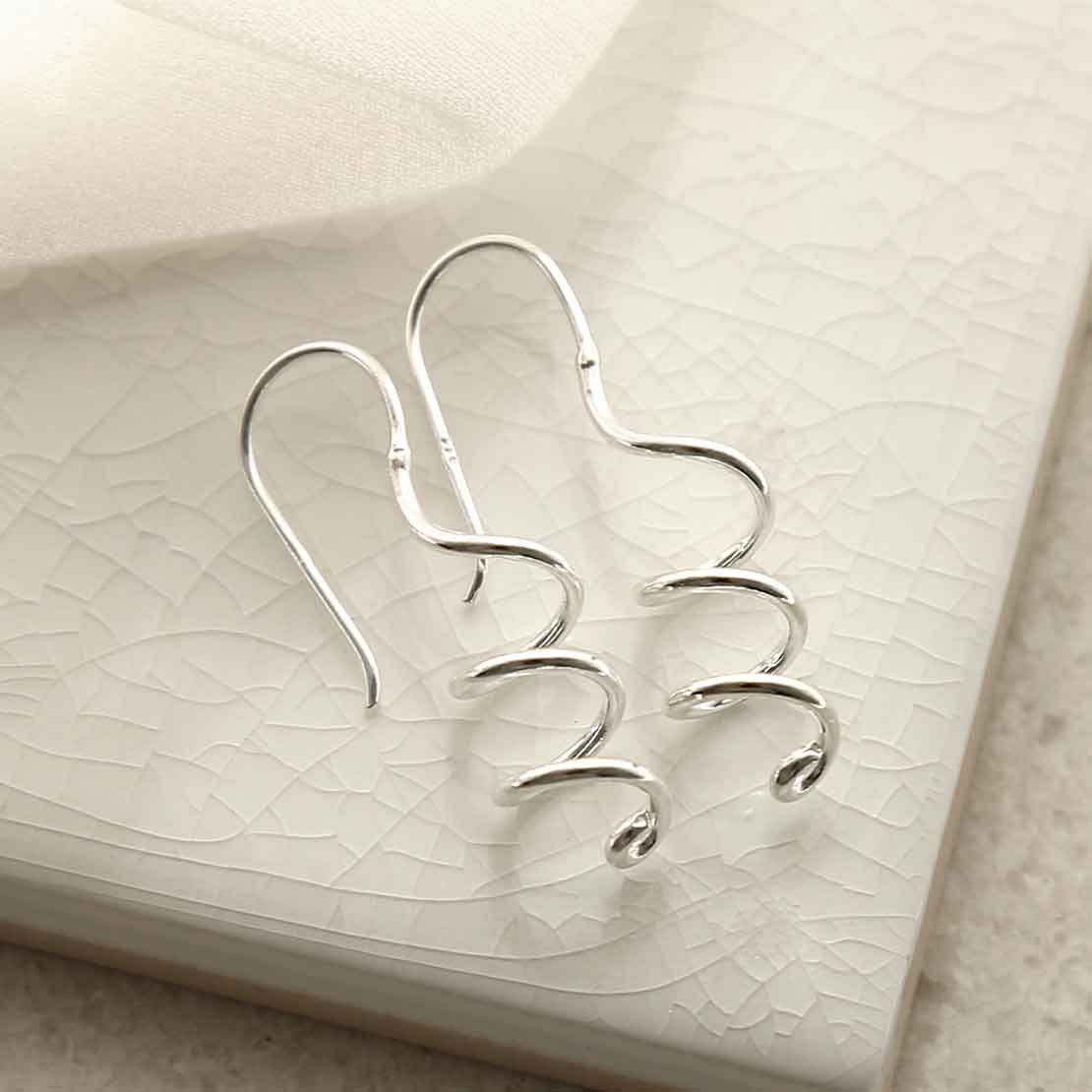 Sterling Silver Bold Coil Drop Earrings