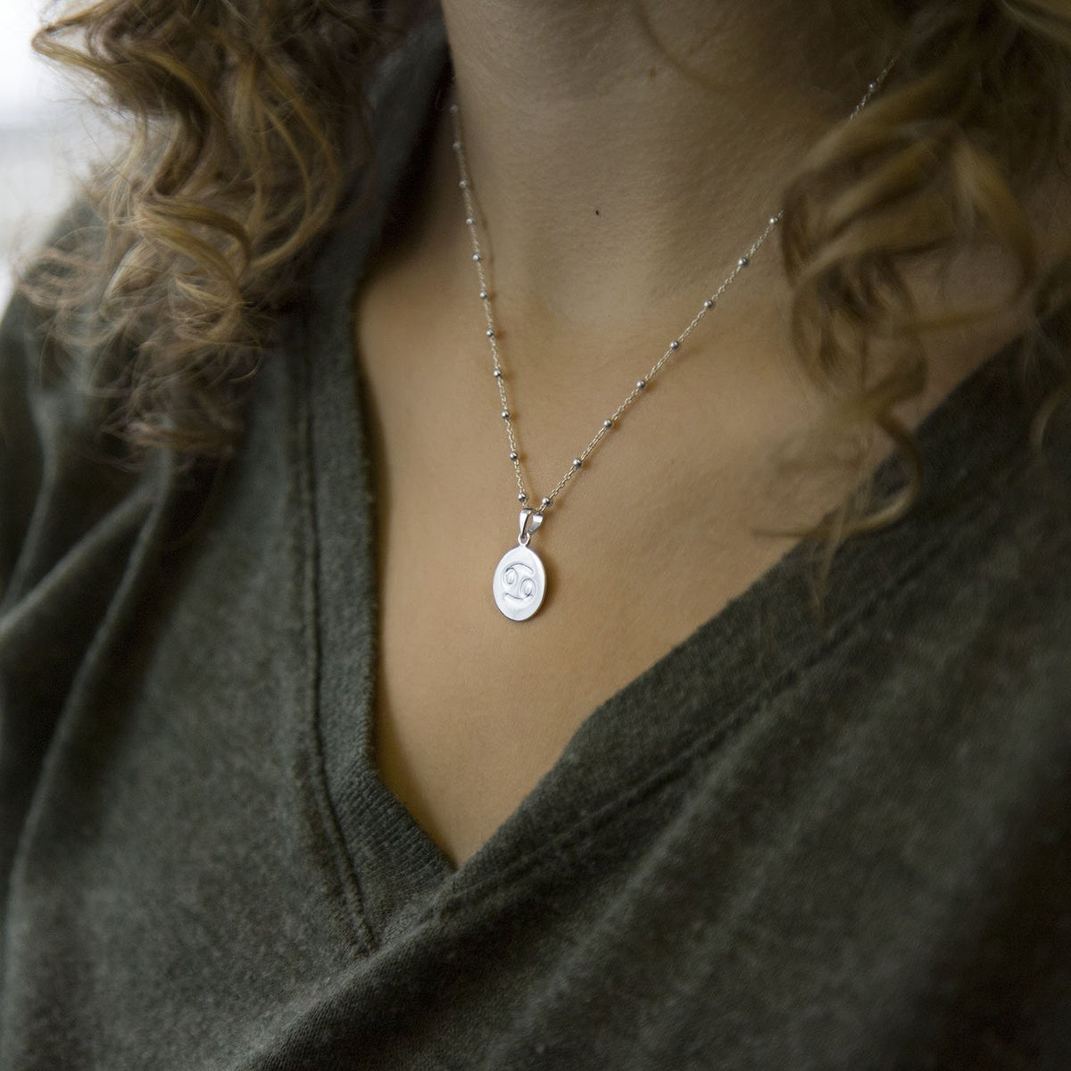 Sterling Silver Cancer Star Sign Necklace