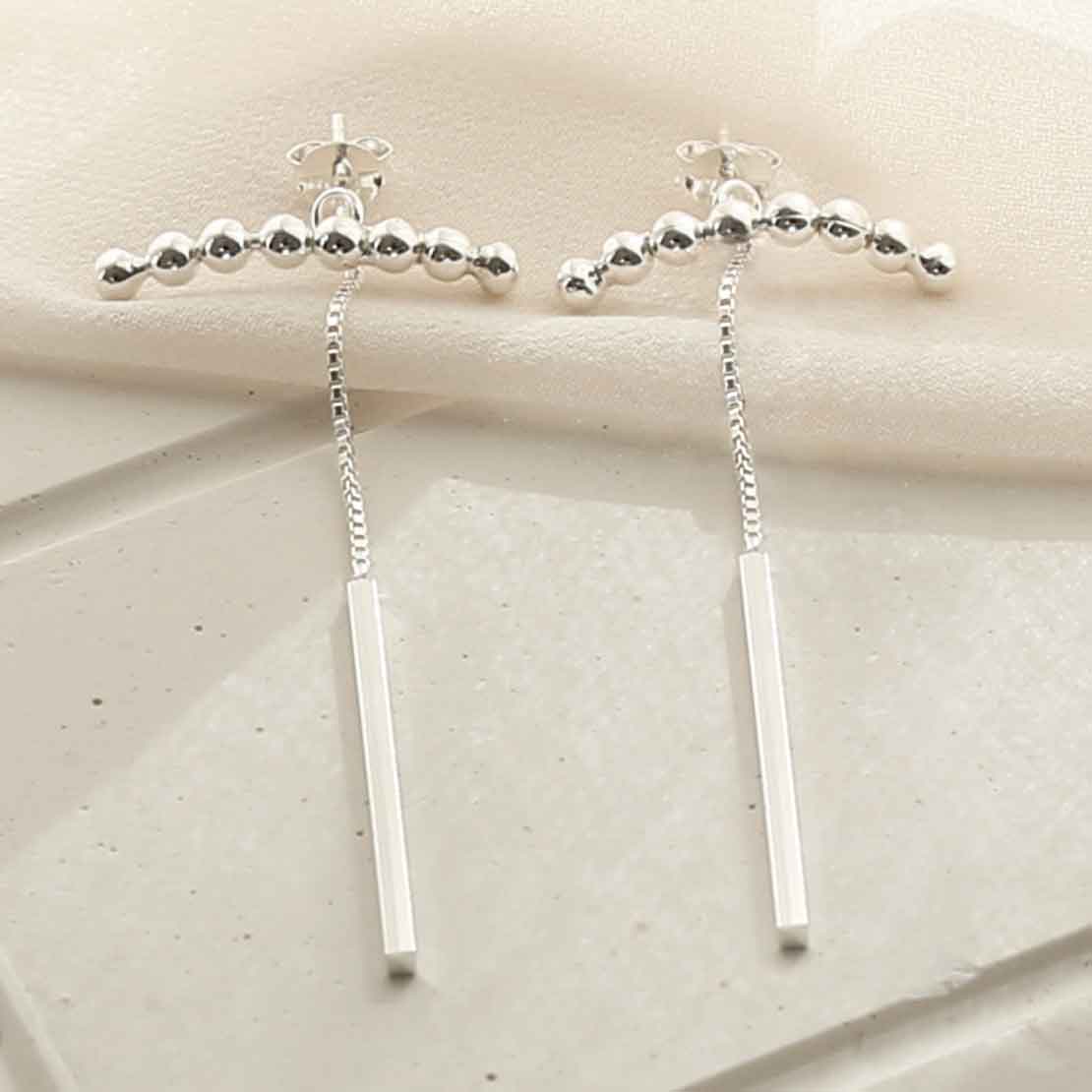 Sterling Silver Ball and Bar Two Way Earrings