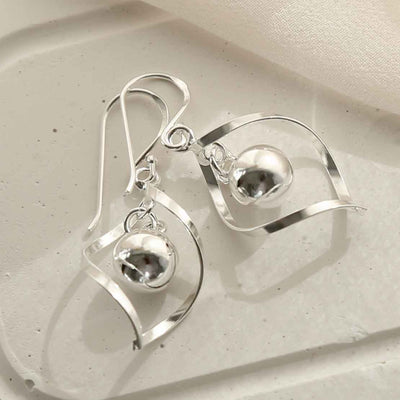 ME526 STERLING SILVER TWIST BALL DANGLY EARRINGS 4