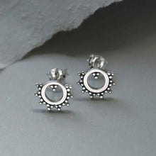 ML945 STERLING SILVER BEADED CIRCLE STUDS 1