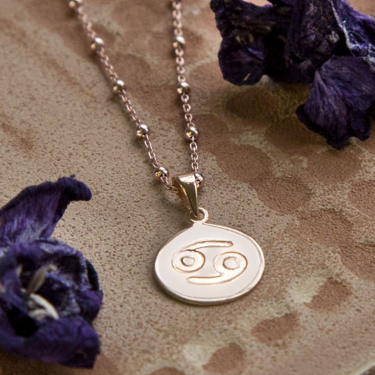 Rose Gold Plated Sterling Silver Cancer Star Sign Necklace