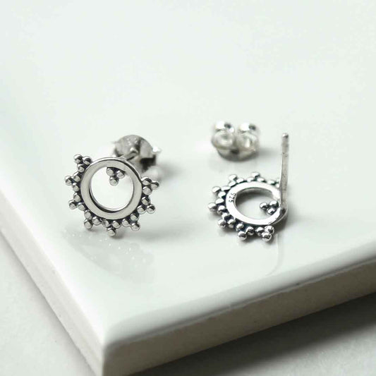 ML945 STERLING SILVER BEADED CIRCLE STUDS 2