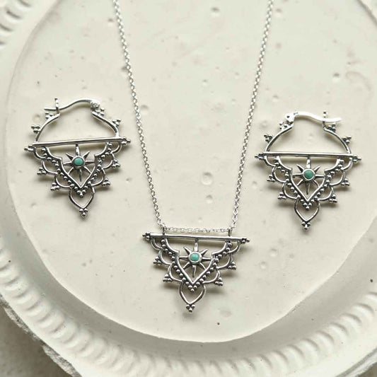 ML946 STERLING SILVER TURQUOISE SUN SET