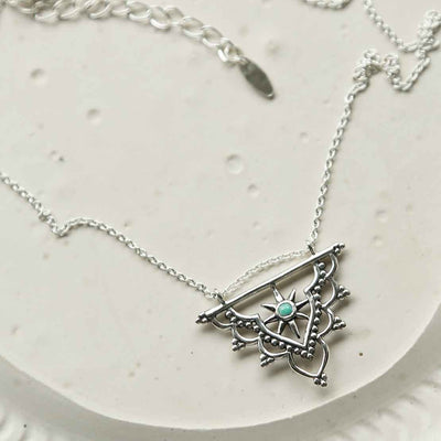 ML946P STERLING SILVER TURQUOISE SUN NECKLACE 1