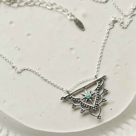 ML946P STERLING SILVER TURQUOISE SUN NECKLACE 1