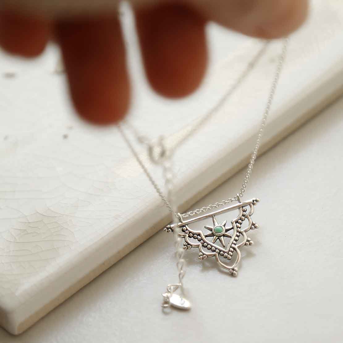 Sterling Silver Turquoise Sun Necklace