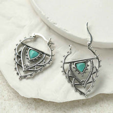 ML947E STERLING SILVER TURQUOISE TRIANGLE HOOPS 1